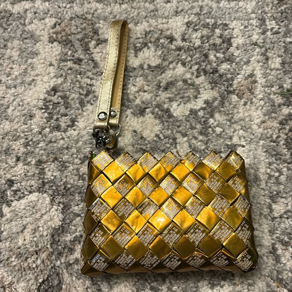 Nahui Ollin Gold Gold Mini Clutch